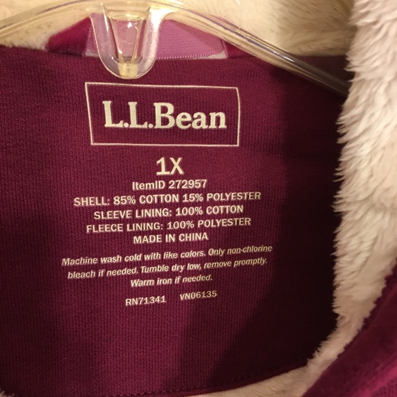 L.L. Bean Fleece Lined Full Zip Hoodie Jacket Sweatshirt - Picture 3 of 4